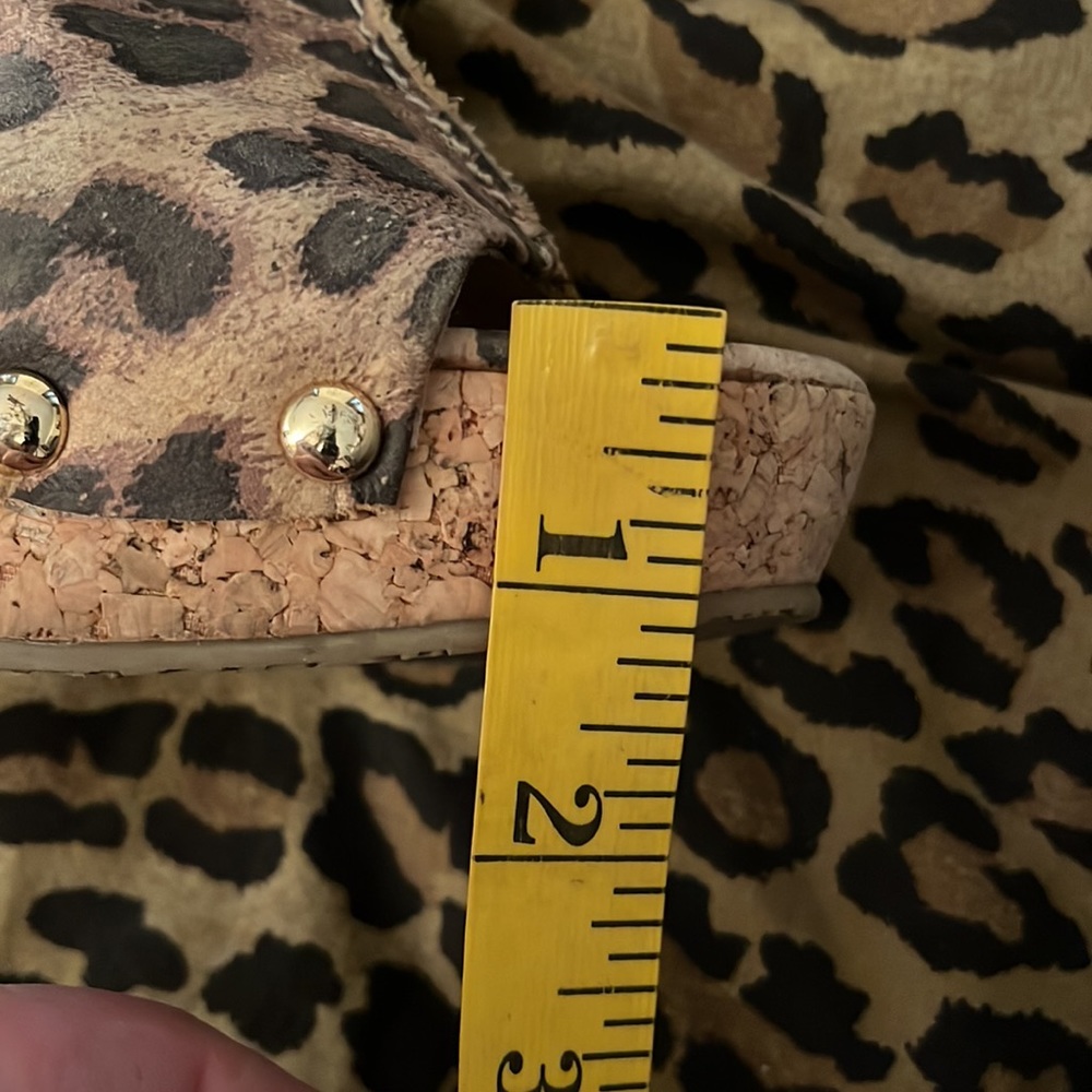 Micheal Kors size 10 leopard print platform wedge cork heel genuine leather - Picture 16 of 16
